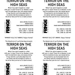 4UP Postcard Back for Kurkendaal's "TERROR ON THE HIGH SEAS"